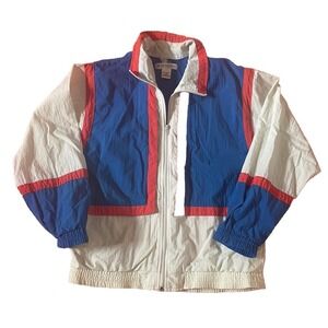 Sunterra Jacket Small Bright Geometric Windbreaker Track Nylon Retro Vintage 80s